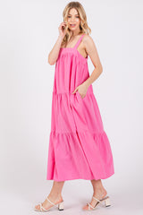 Pink Tiered Midi Dress