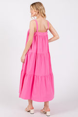 Pink Tiered Midi Dress