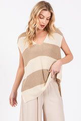 Cream Striped V-Neck Sweater Tank