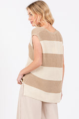 Cream Striped V-Neck Sweater Tank