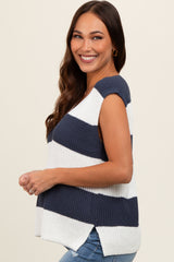 Navy Striped V-Neck Maternity Sweater Tank