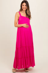 Fuchsia Tiered Maternity Maxi Dress