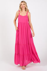 Fuchsia Tiered Maternity Maxi Dress