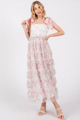 Light Pink Floral Ruffle Tiered Maxi Dress