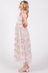 Light Pink Floral Ruffle Tiered Maxi Dress