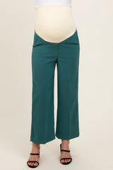 Forest Green Cropped Wide Leg Maternity Trousers