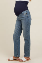 Blue Vintage Wash Straight Leg Maternity Jeans