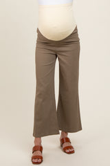 Olive Wide Leg Cropped Maternity Pants