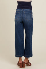 Navy Blue Front Seam Wide Leg Maternity Jeans