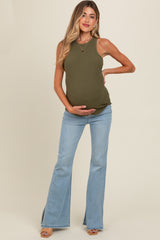 Light Blue Flare Leg Maternity Jeans