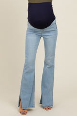 Light Blue Flare Leg Maternity Jeans