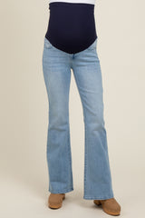 Light Blue Flare Leg Maternity Jeans