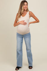 Light Blue Relaxed Straight Leg Maternity Jeans