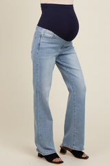 Light Blue Relaxed Straight Leg Maternity Jeans