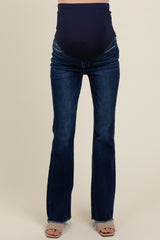 Navy Raw Hem Bootcut Maternity Jeans