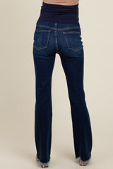 Navy Raw Hem Bootcut Maternity Jeans