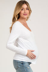 White Long Sleeve Maternity Shirt