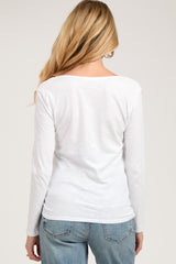 White Long Sleeve Maternity Shirt