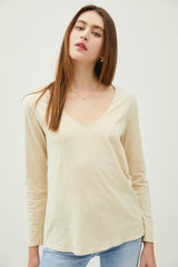 Beige Long Sleeve Maternity Shirt