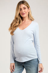 Light Blue Long Sleeve Maternity Shirt