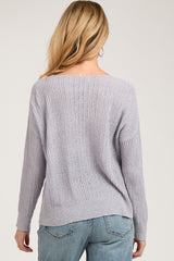 Periwinkle Knit V-Neck Maternity Long Sleeve Top