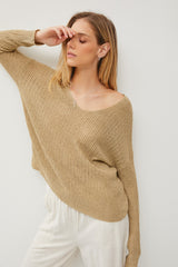 Olive Knit V-Neck Maternity Long Sleeve Top