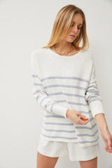 Blue Striped Cuff Maternity Sweater