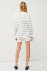 Blue Striped Cuff Sweater