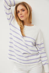 Periwinkle Striped Cuff Sweater