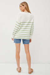 Green Striped Cuff Sweater