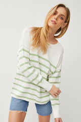 Green Striped Cuff Sweater