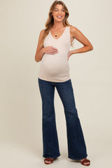 Navy Blue Flare Leg Maternity Jeans