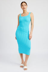 Aqua Wide Rib Knit Maternity Midi Dress