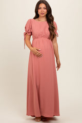 Mauve Open Back Maternity Maxi Dress