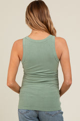 Sage Sleeveless Ribbed Maternity Top