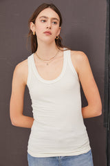 Beige Sleeveless Ribbed Maternity Top