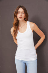 White Sleeveless Ribbed Maternity Top