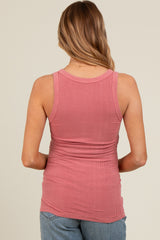 Mauve Sleeveless Ribbed Maternity Top