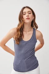 Navy Sleeveless Ribbed Maternity Top