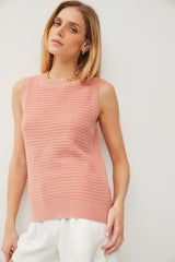 Peach Knit Sleeveless Top