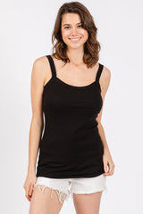 Black Ribbed Sleeveless Tank Top