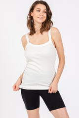 Ivory Ribbed Sleeveless Maternity Tank Top