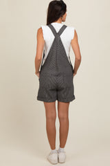 Charcoal Striped Front Pocket Short Overall