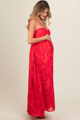 Red Halter Maxi Maternity Dress