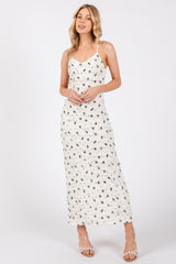 Ivory Ruffle Bow Print Dress