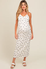 Ivory Ruffle Bow Print Maternity Dress