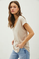 Beige V-Neck Top