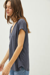 Charcoal V-Neck Top