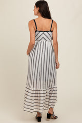 Ivory Chevron Striped Crochet Knit Dress