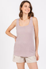 Light Pink Sleeveless Ribbed Square Neck Top